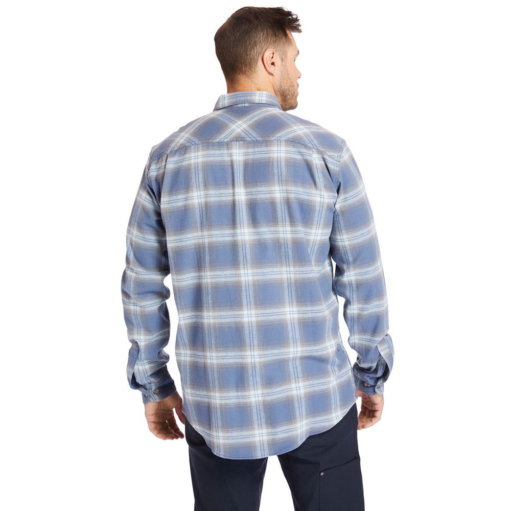 Timberland Mens Shirts PRO® Big & Tall Woodfort Flex Flannel Work - Blue - India UP8952376